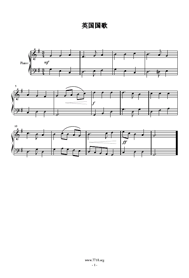 英国国歌(简易钢琴曲)1