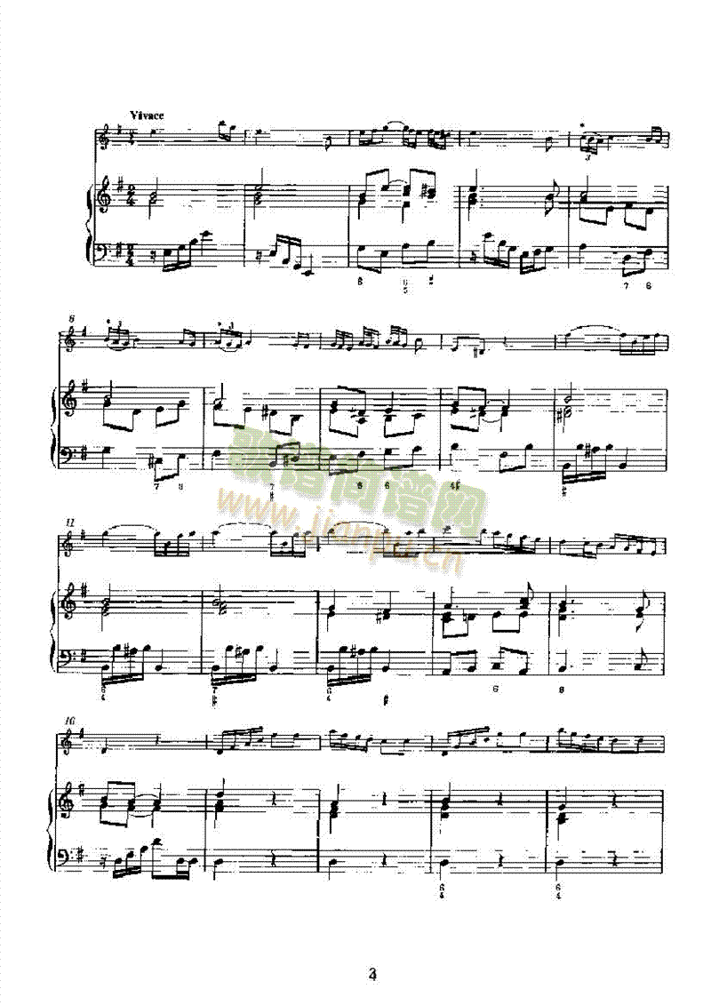 D大调第五奏鸣曲（钢伴） 管乐类 长笛3