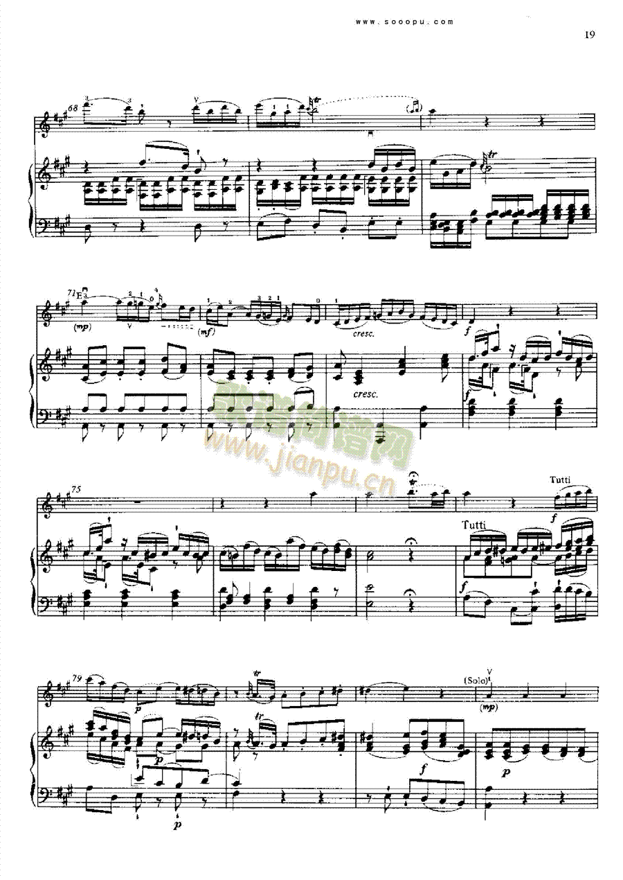 D大调第四小提琴协奏曲 KV218 键盘类 钢琴18