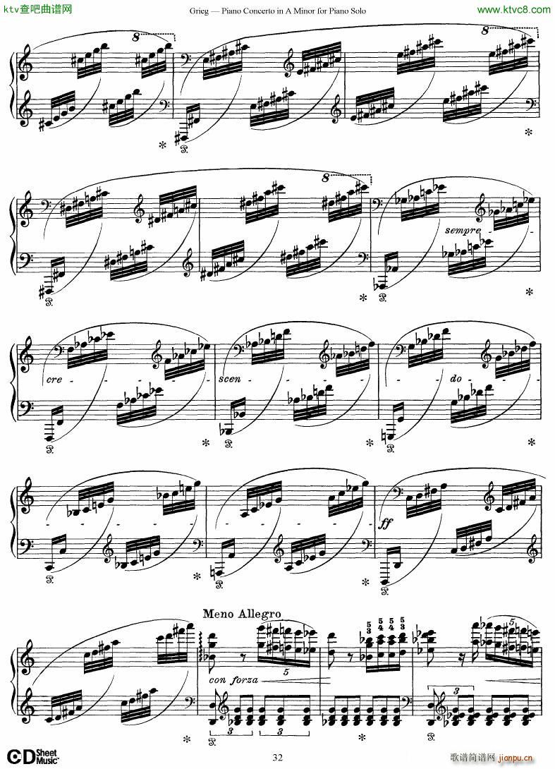Piano Concerto in A minor Op 16 1868 rev 1907 piano solo arr32