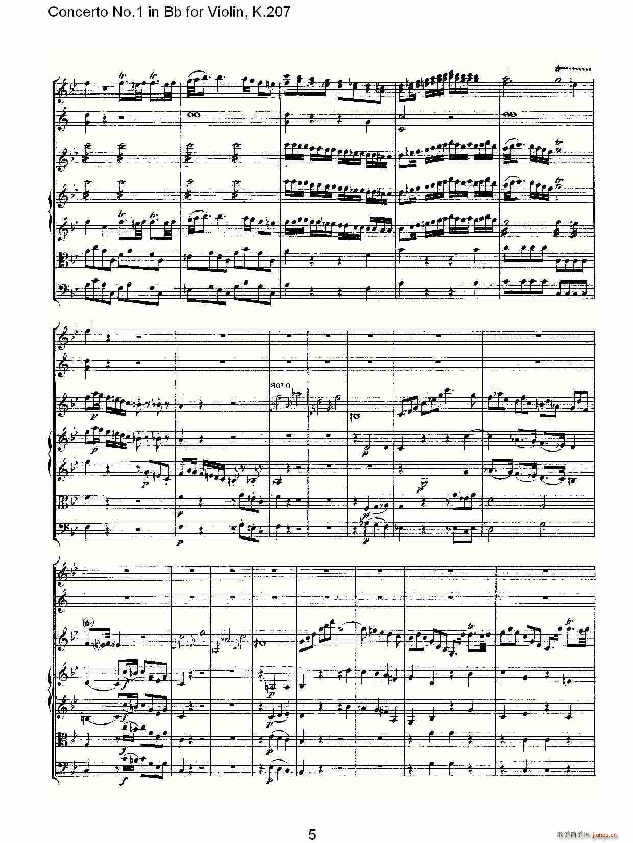 Concerto No.1 in Bb for Violin, K.207（Bb调小提琴第一协奏曲）_沃尔夫冈・阿马多伊斯・莫扎特5