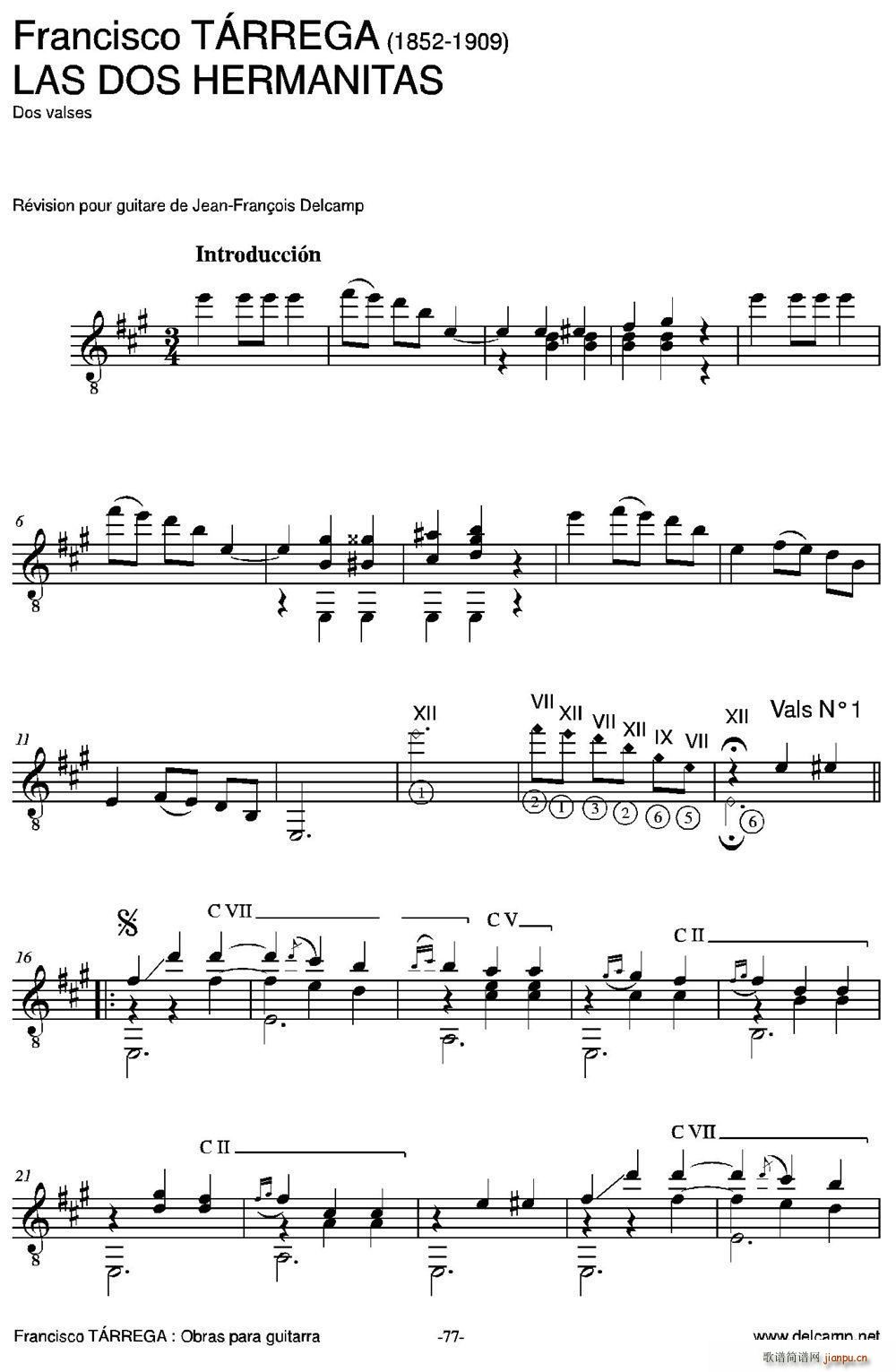 LAS DOS HERMANITAS(Dos valses)（古典吉他）1