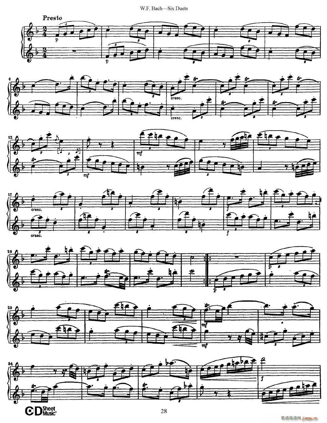 W F 巴赫―六首二重奏练习曲（4）6