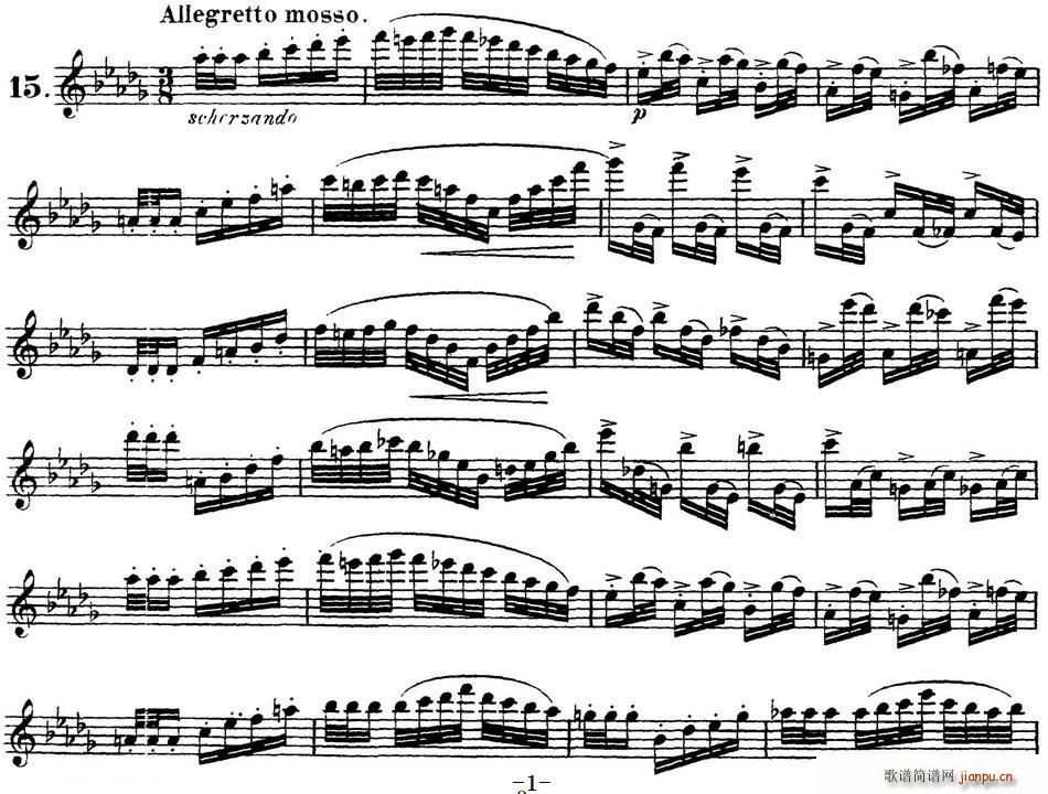 柯勒30首高级长笛练习曲作品75号(NO 15)1