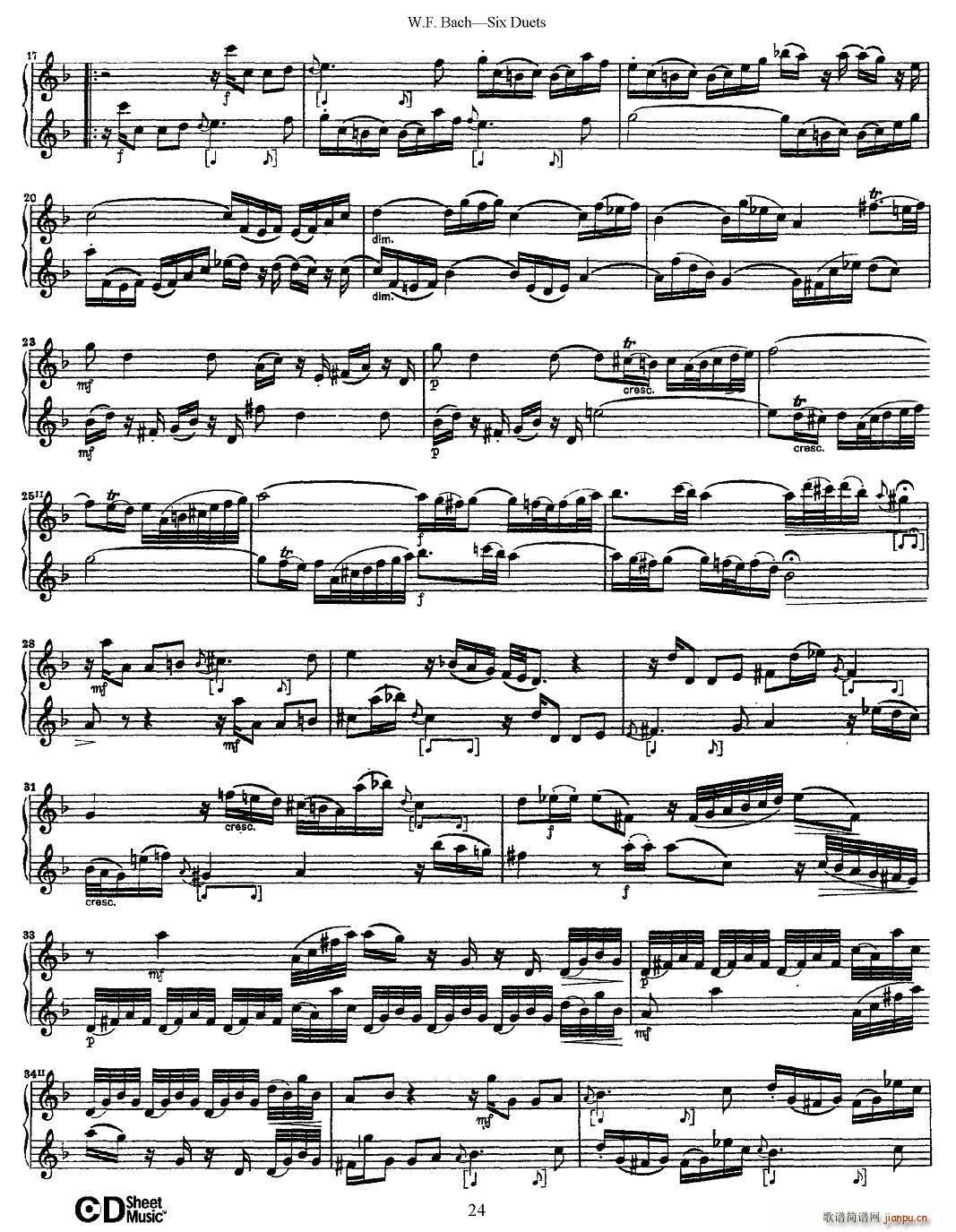 W F 巴赫―六首二重奏练习曲（4）2