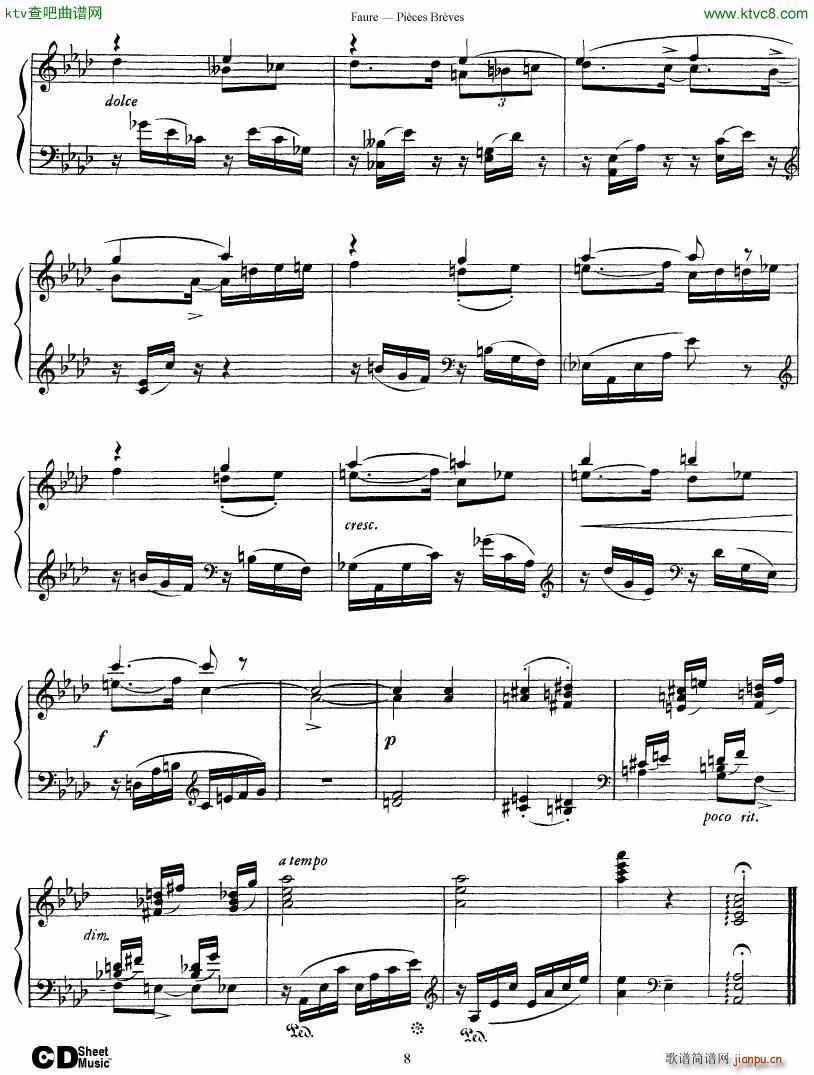 Faure 8 Pieces Breves Op 848