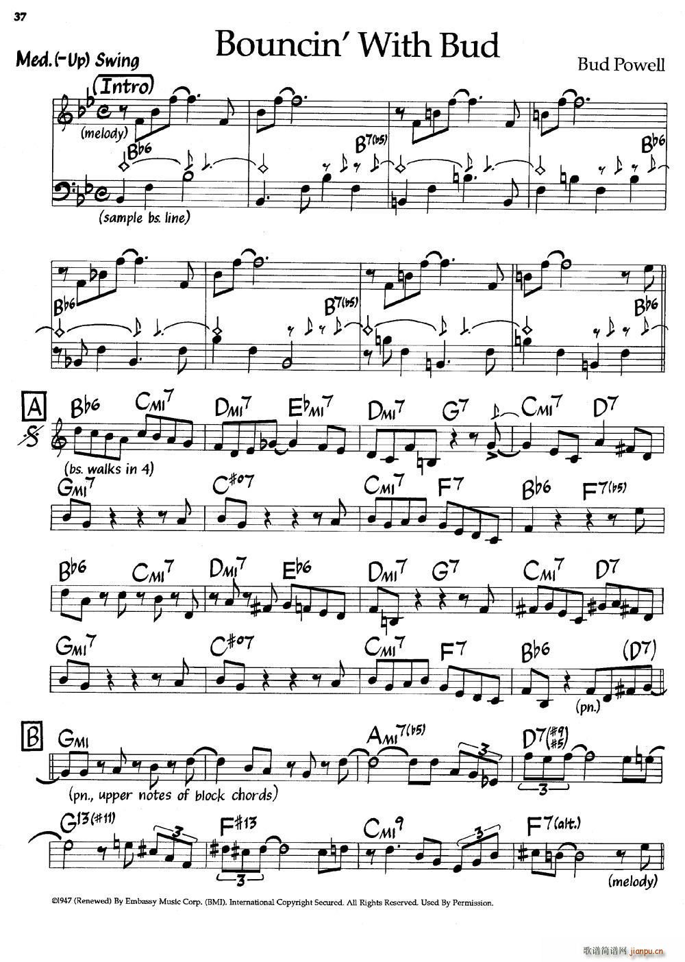 Bouncin With Bud(爵士钢琴曲)1