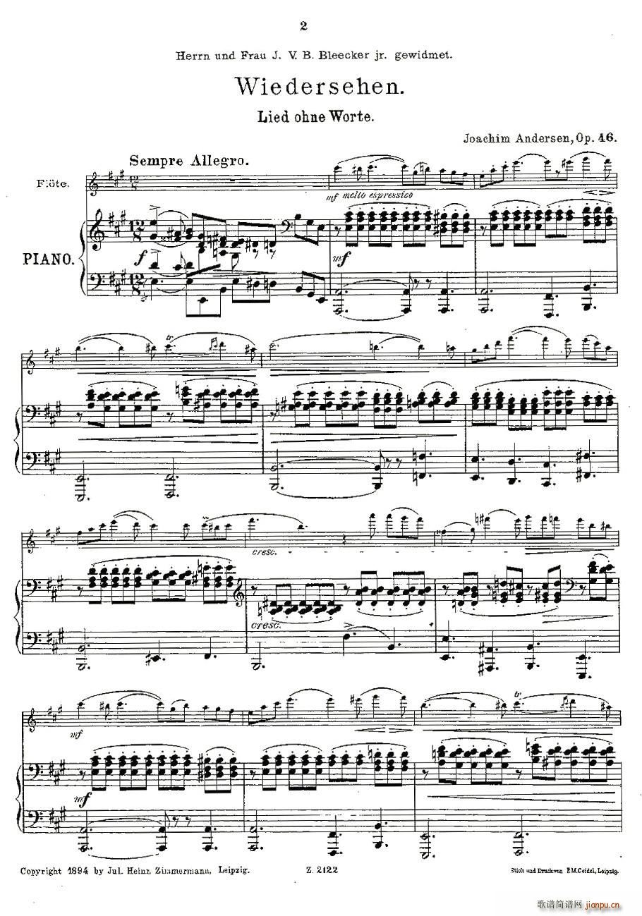 Wiedersehen.Op.46（长笛+钢琴伴奏）2