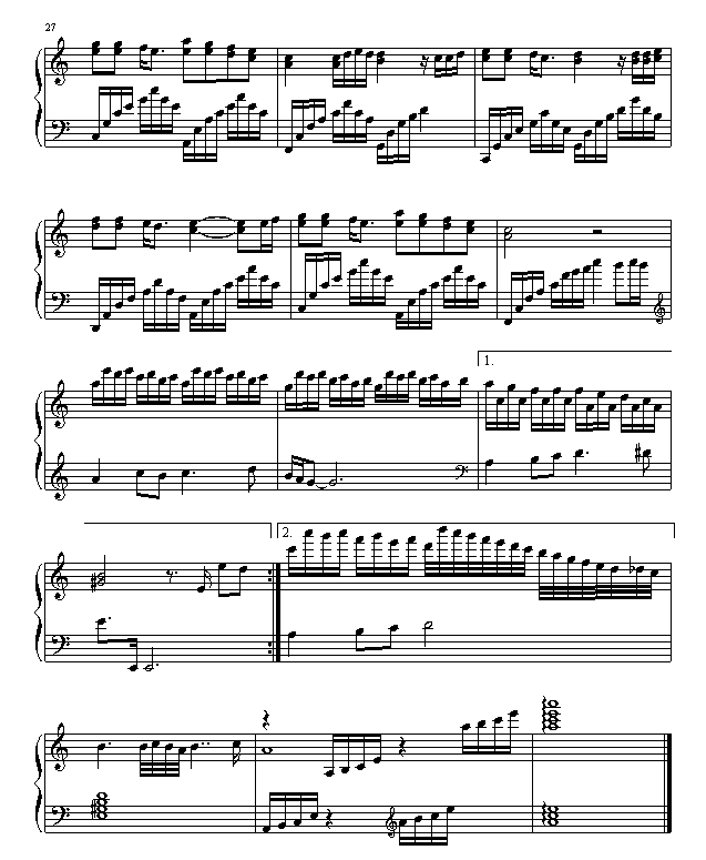 一千个伤心的理由-钢琴谱(钢琴曲)-张学友3