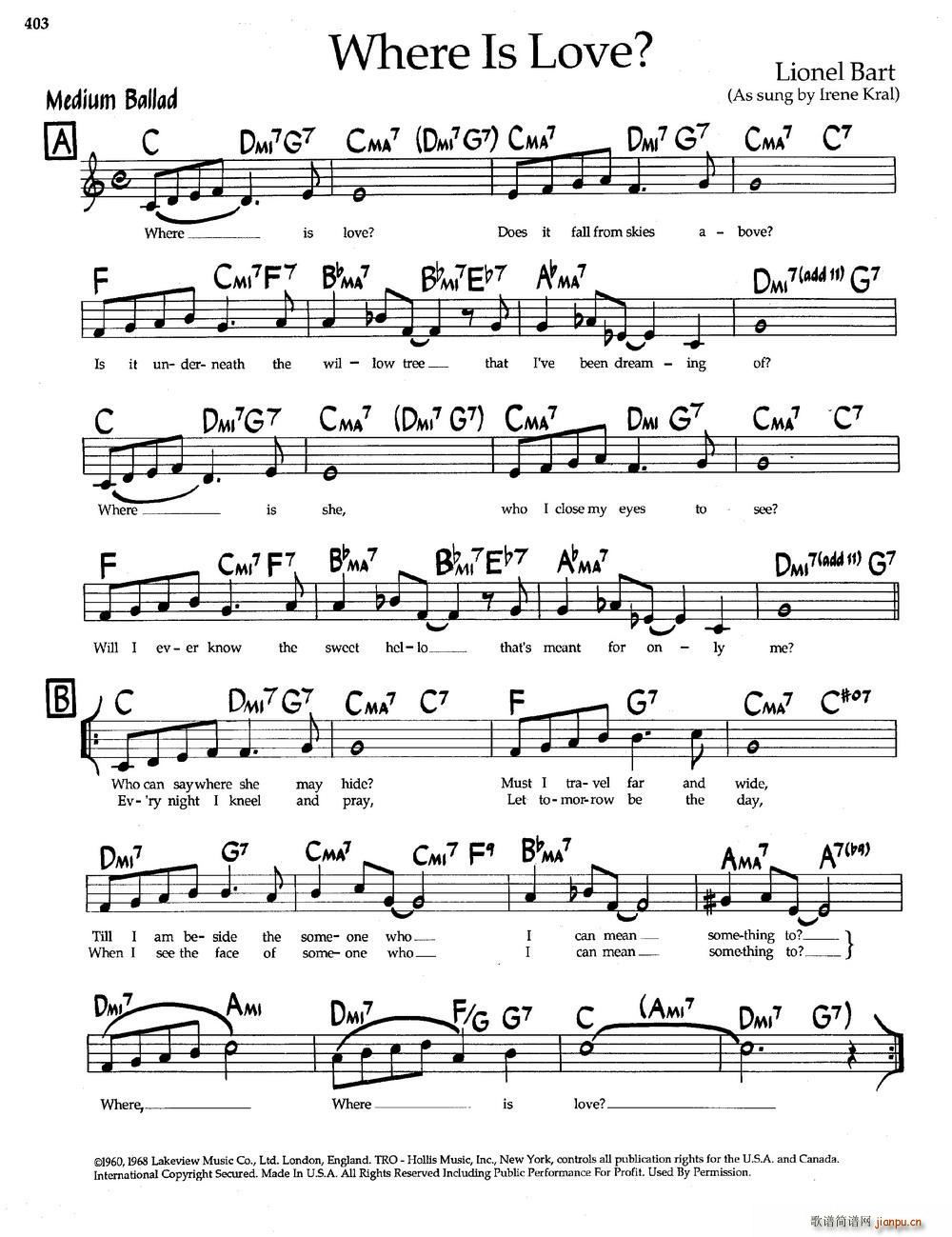 Where Is Love（爵士钢琴曲）1