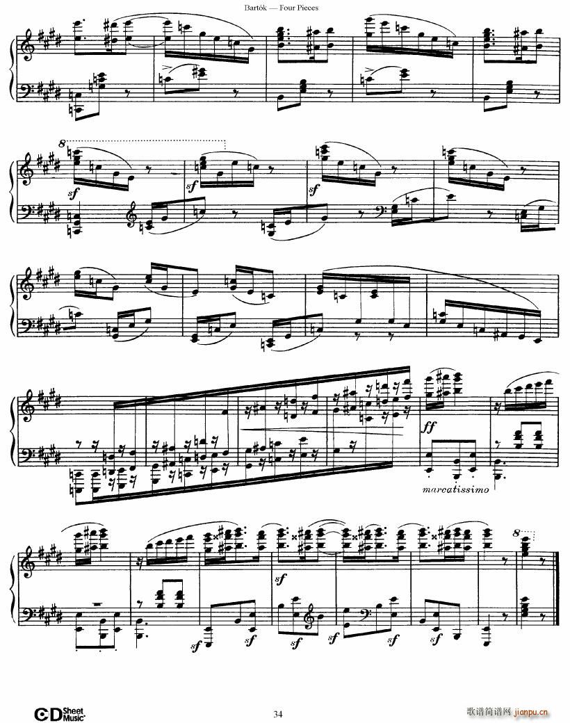 Bartok DD 71 Four Piano Pieces34