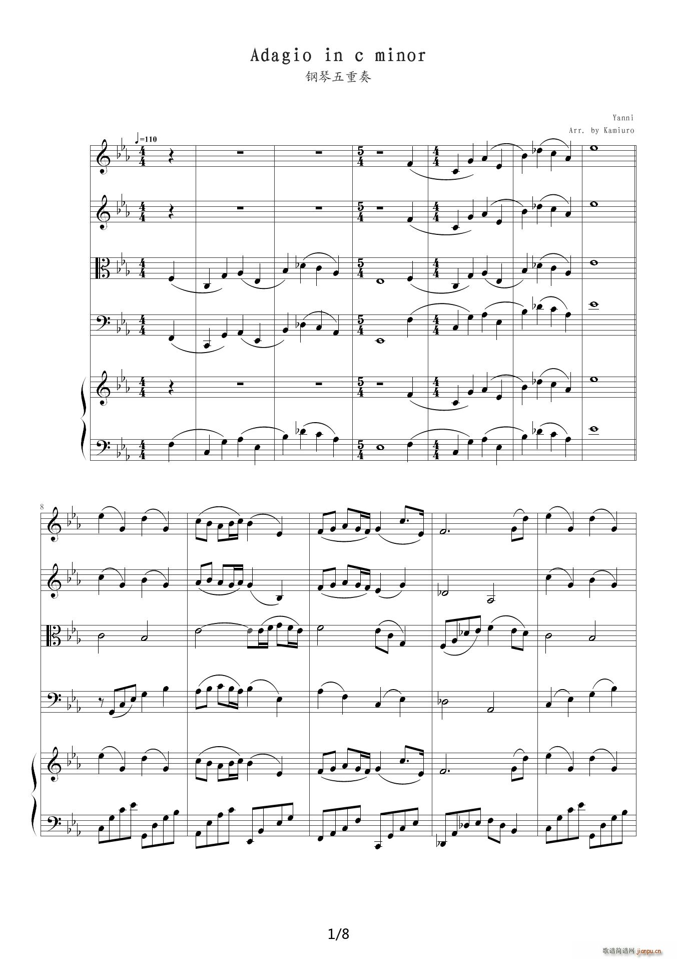 adagio in c minor 柔版 降E调1