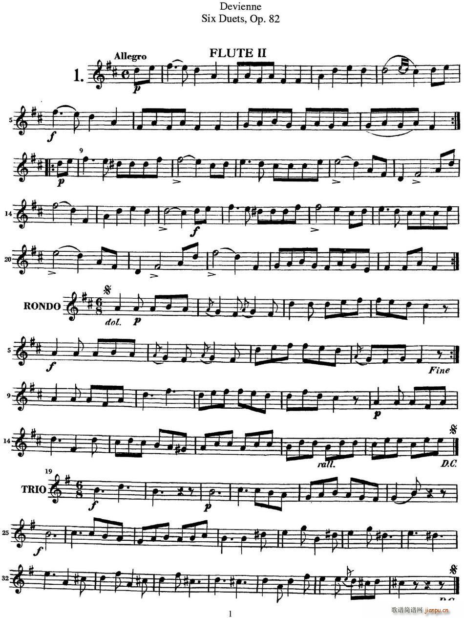 德维埃纳六个长笛二重奏小段Op 82――Flute 2(NO 1)1