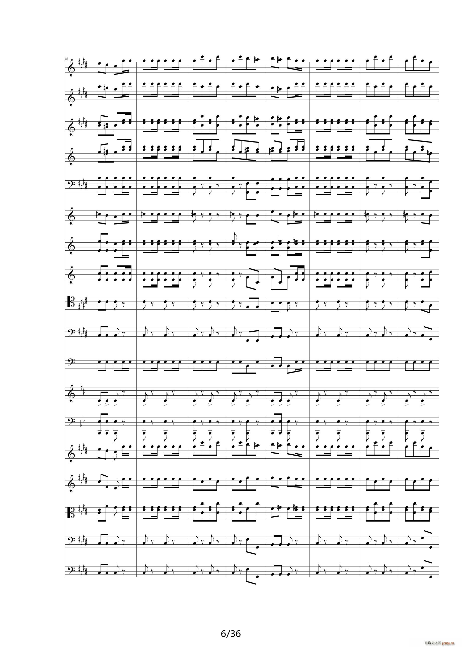 威廉退尔序曲原版扒谱 E调6