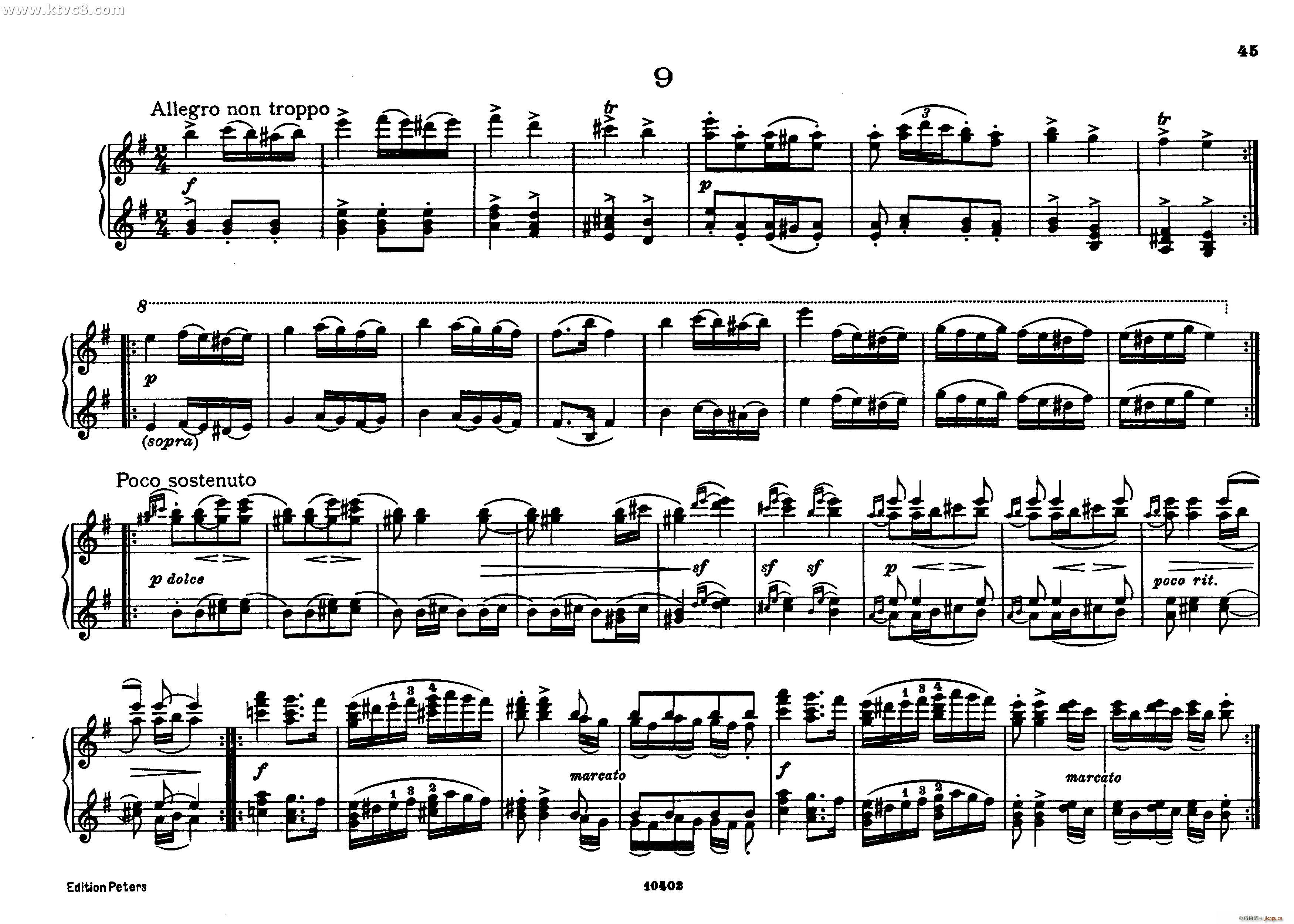 勃拉姆斯匈牙利舞曲 钢琴四手联弹44