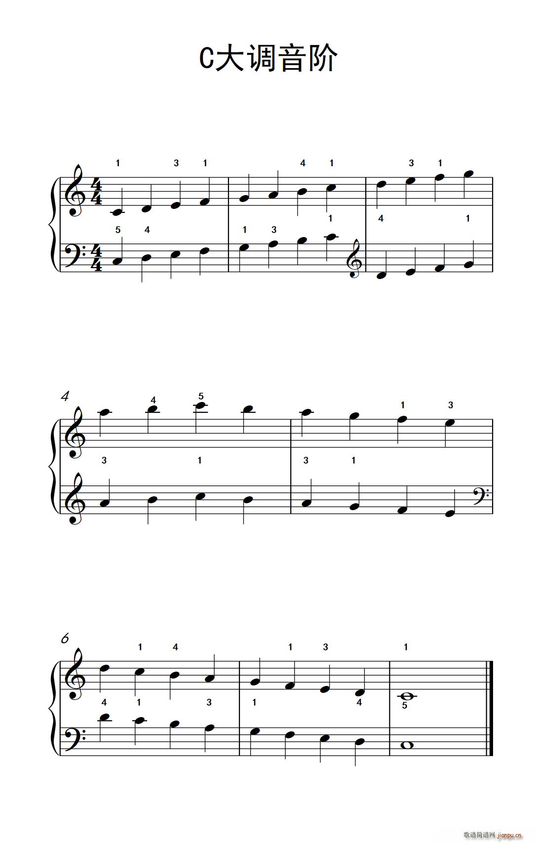 C大调音阶(儿童钢琴练习曲)1