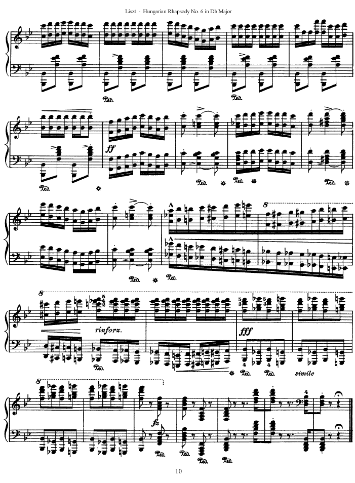 匈牙利狂想曲第六号-钢琴谱(钢琴曲)-李斯特10