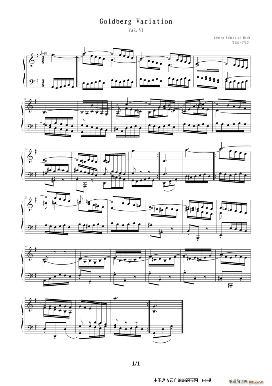 哥德堡变奏曲[主题 变奏13](Var6)1