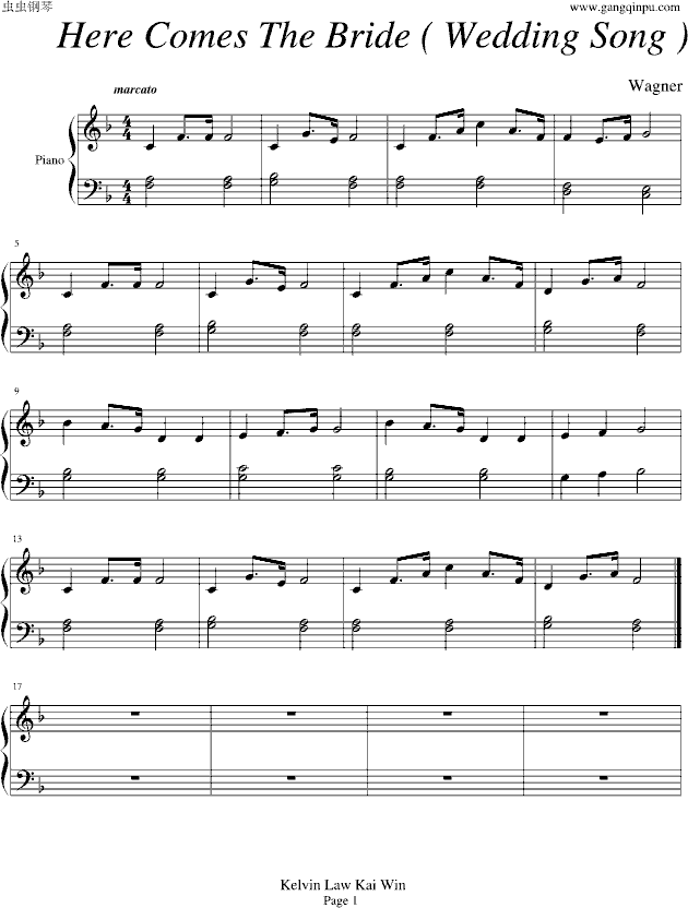 结婚进行曲-钢琴谱(钢琴曲)-门德尔松1