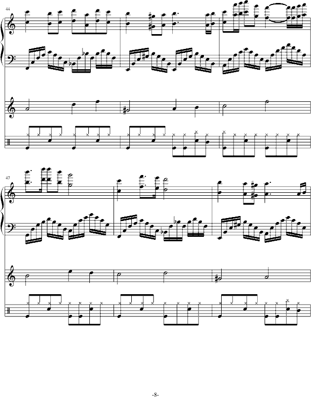 独自一人-钢琴谱(钢琴曲)-PianoYZ8