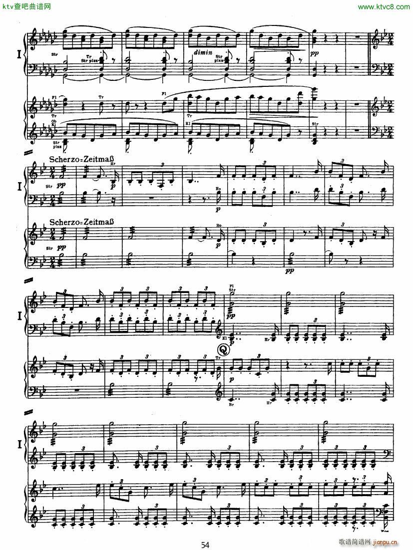 Bruckner Symphony No 4 4 hands arr 二3