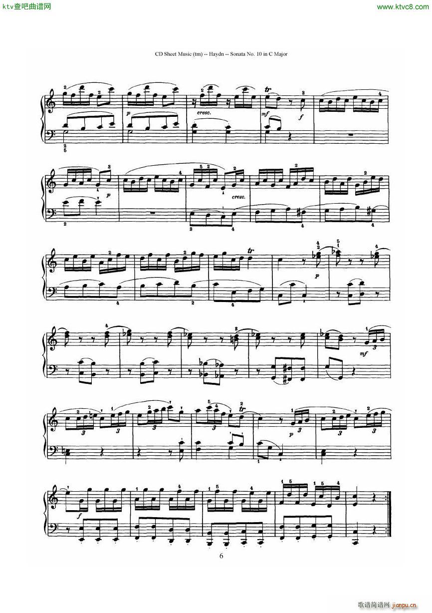Haydn Joseph Sonata no 10 in C Major6