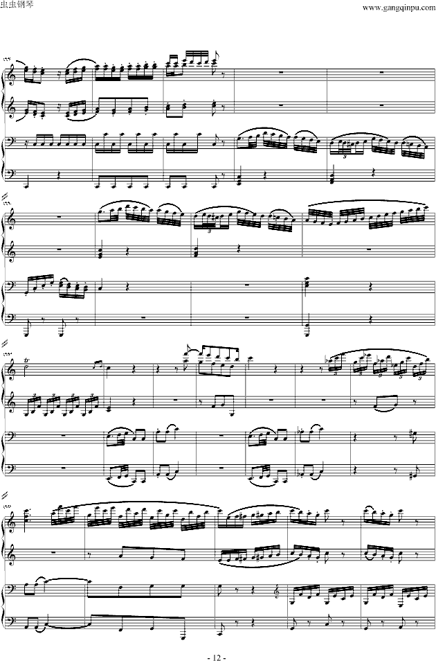 C大调四手联弹琴奏鸣曲（第三乐章）-钢琴谱(钢琴曲)-莫扎特12