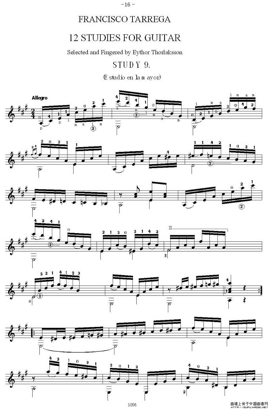他雷加12首练习曲之91