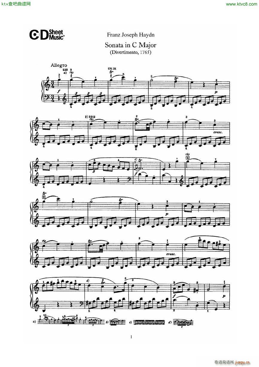 Haydn Joseph Sonata no 3 in C Major1