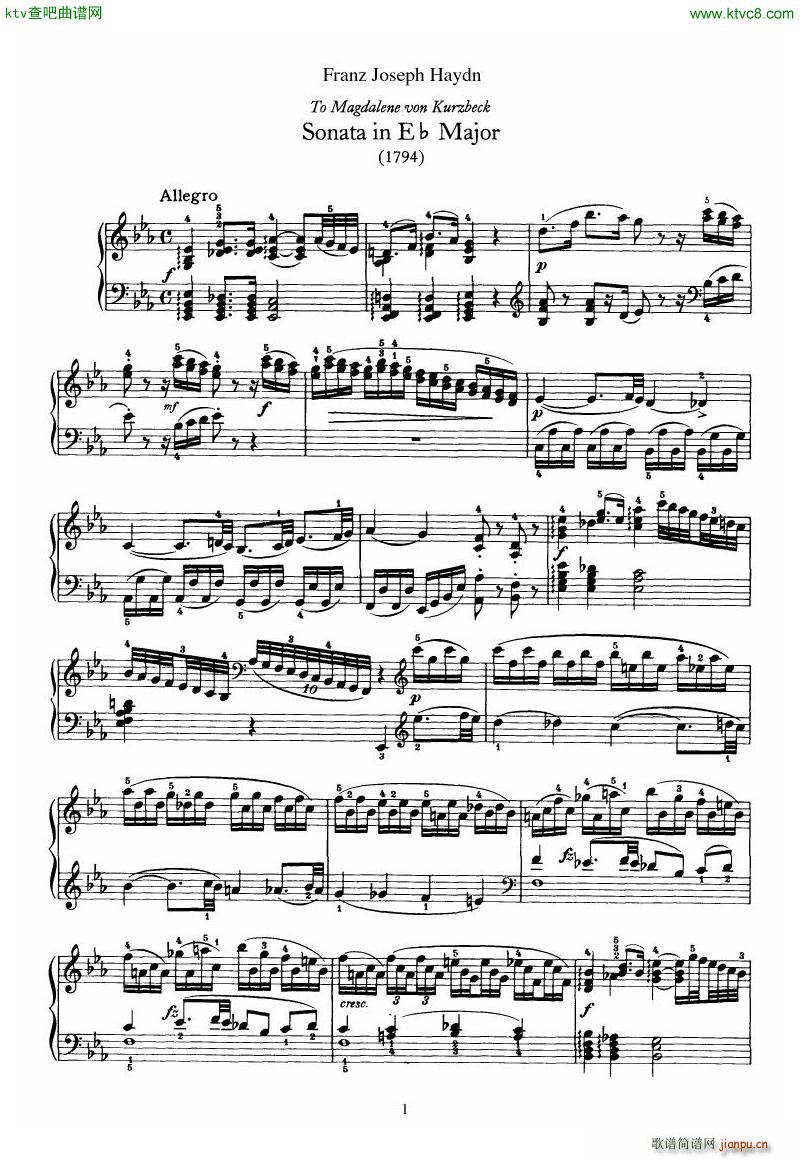Piano Sonata No 52 in Eb1
