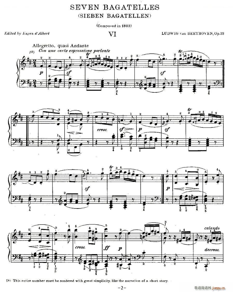 贝多芬钢琴小品（Bagatelles）Op 33 之六1