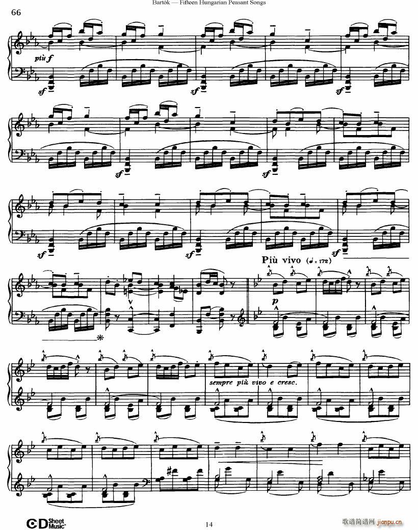 Bartok SZ 71 Fifteen Hungarian Peasant Songs Piano14