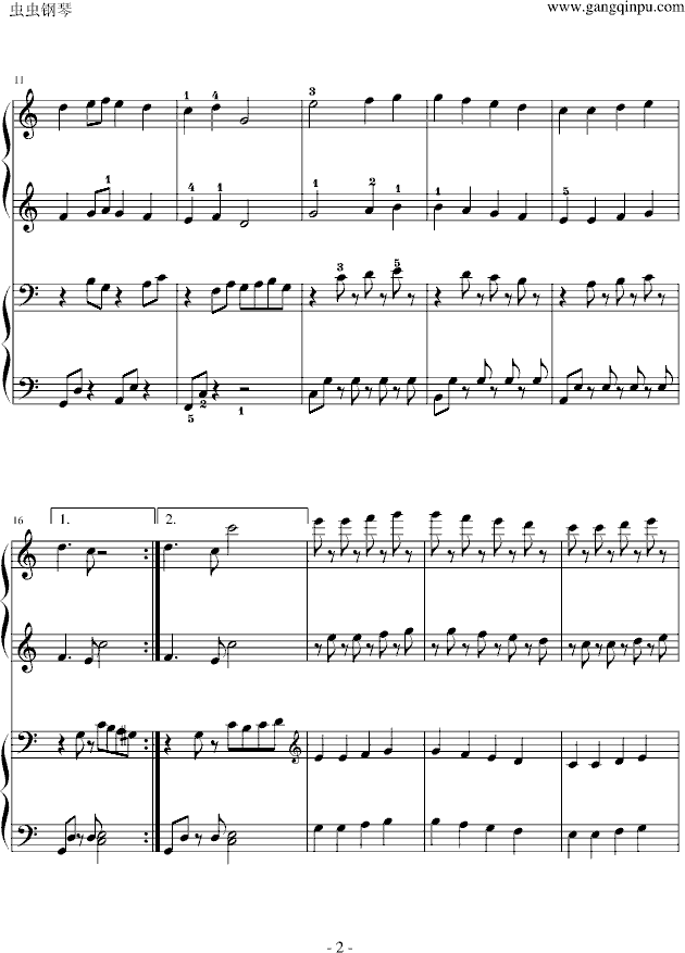 欢乐颂（四手联弹）-钢琴谱(钢琴曲)-贝多芬-beethoven2