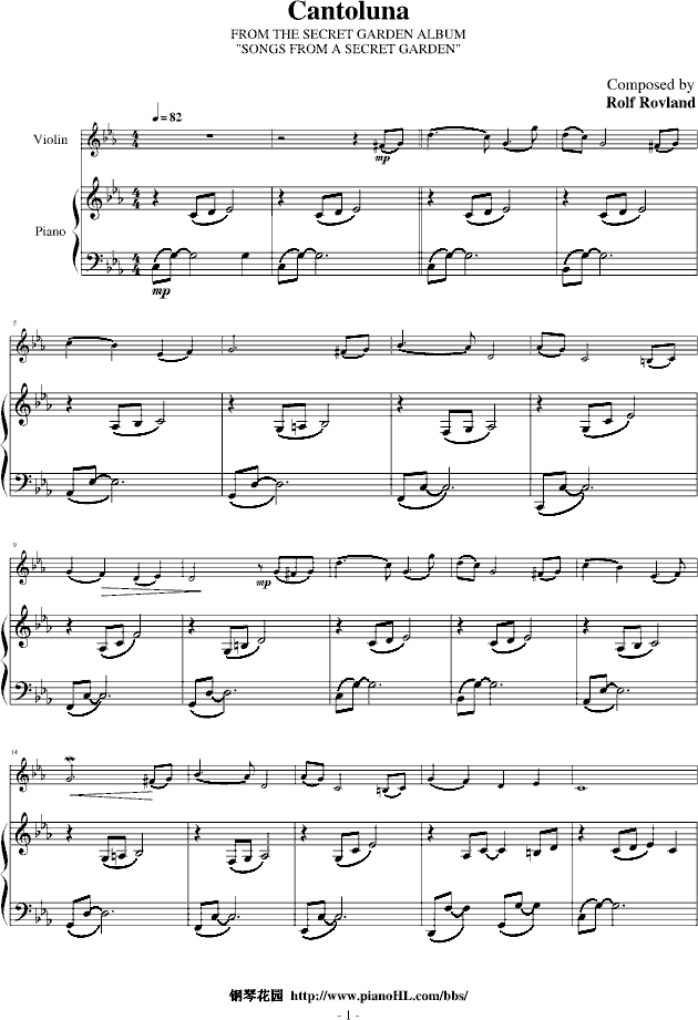 Cantoluna-钢琴谱(钢琴曲)-神秘园乐队1