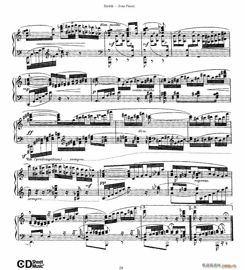 Bartok DD 71 Four Piano Pieces19