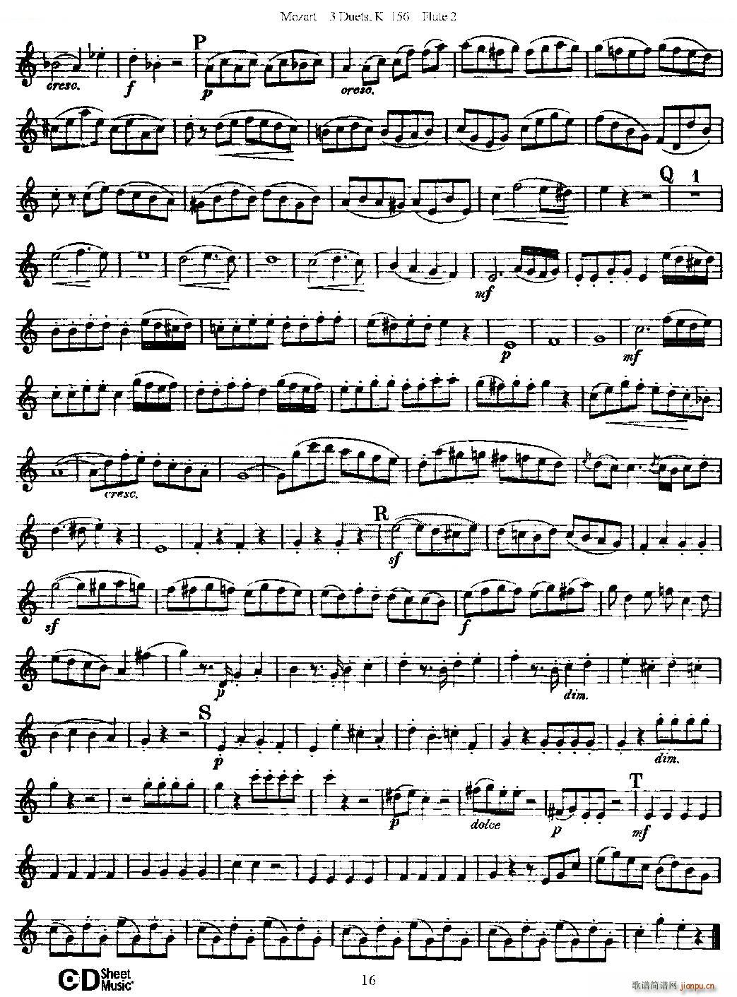 3 Duets K 156 之第二长笛（二重奏三首 K156号） 铜管16