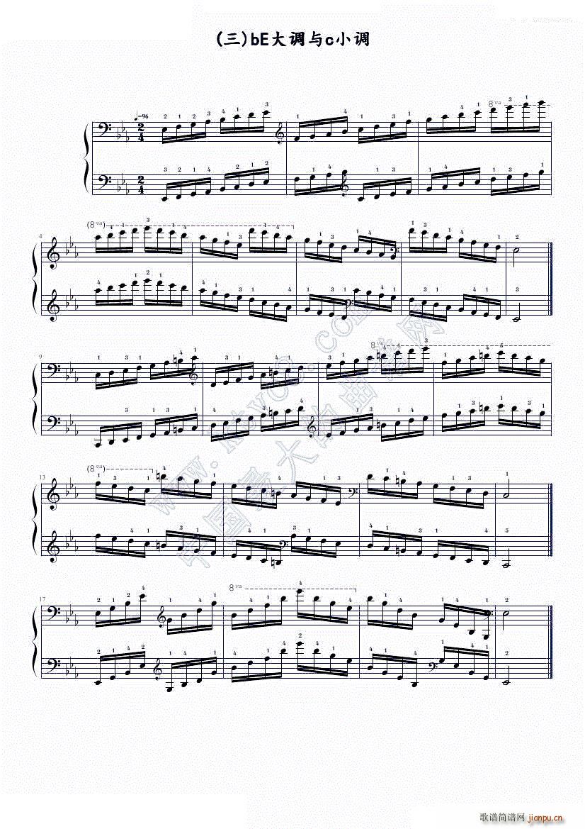 bE大调与c小调-中国音乐家协会钢琴考级 六级音阶（三）1