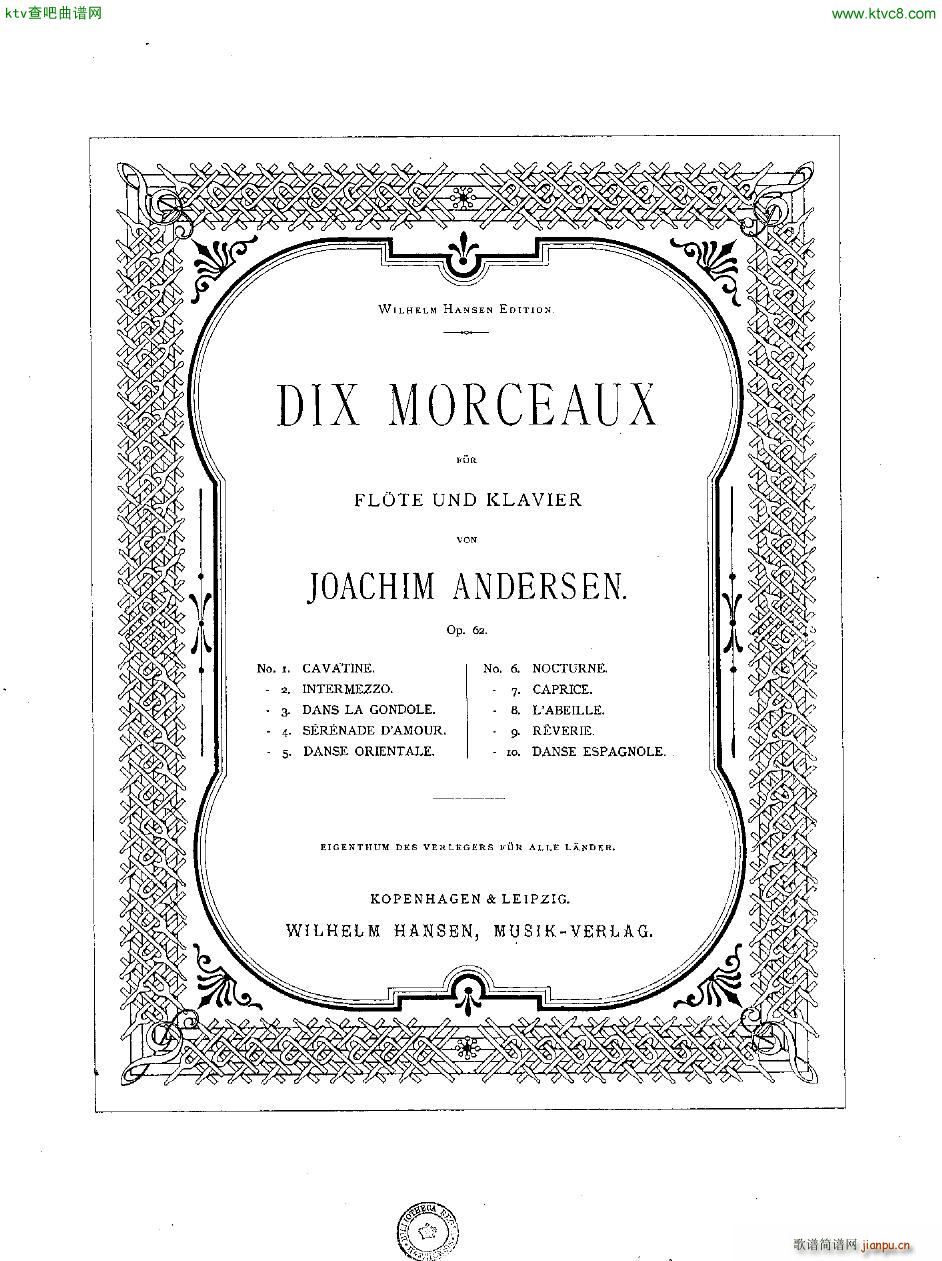 Andersen op 62 Dix Morceaux fl pno24