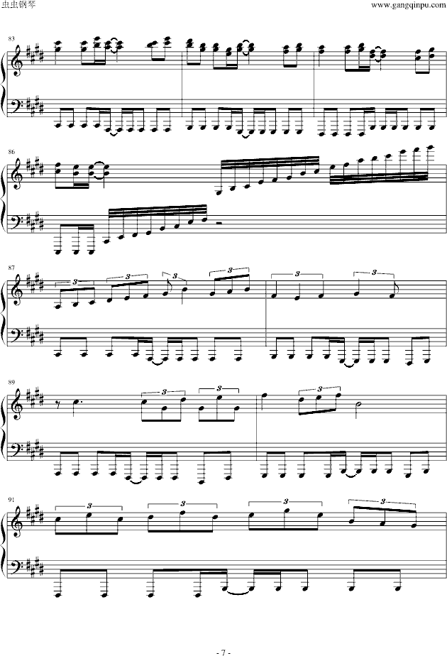 Rage Your Dream 头文字D结尾钢琴完整版动画片-钢琴谱(钢琴曲)-影视7