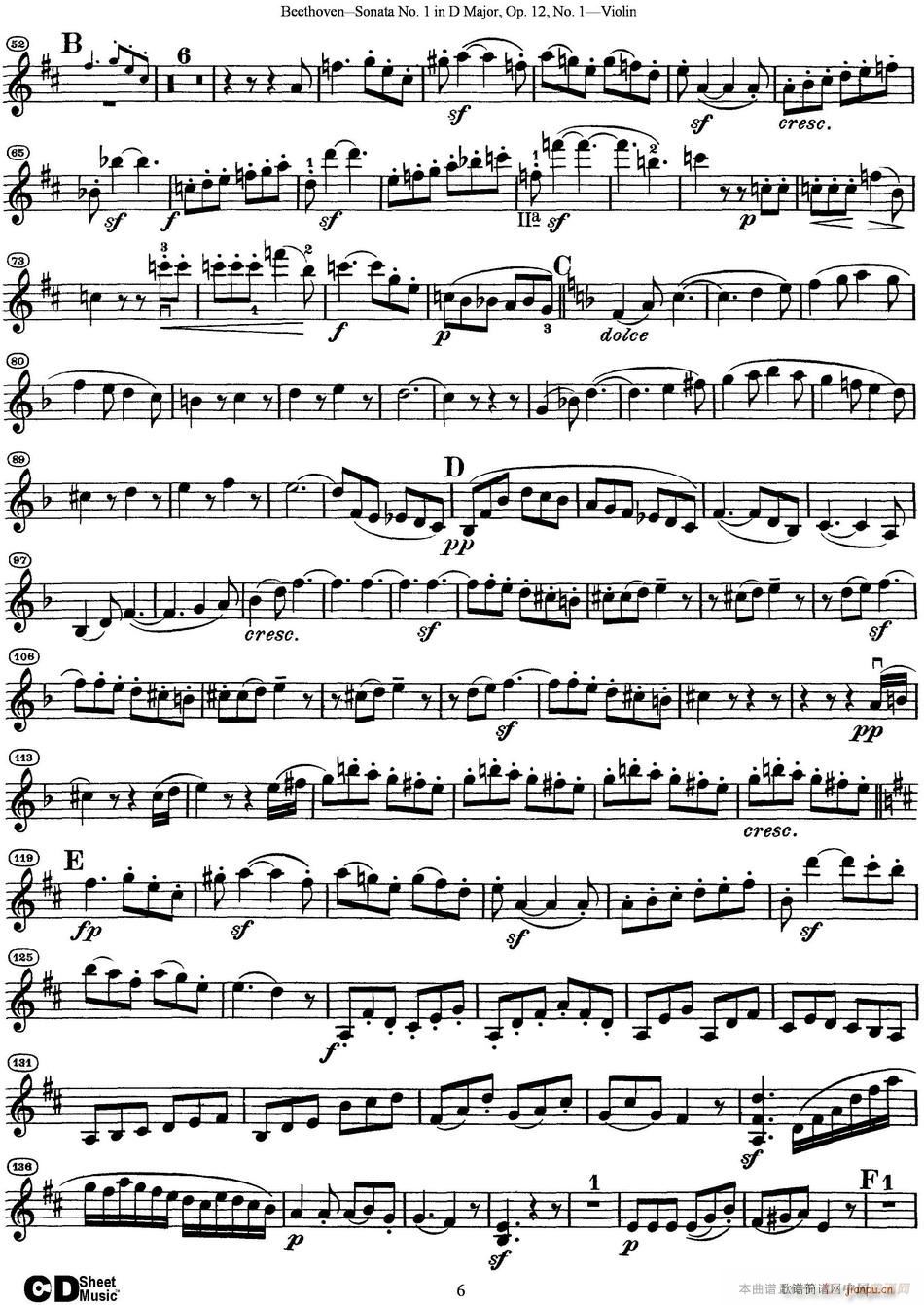 Violin Sonata No 1 in D Major Op 12 No 16