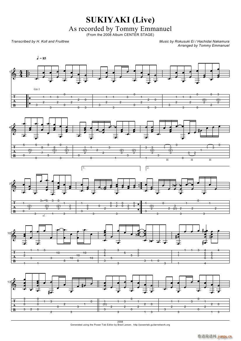 tommy emmanuel sukiyaki（指弹吉它）1