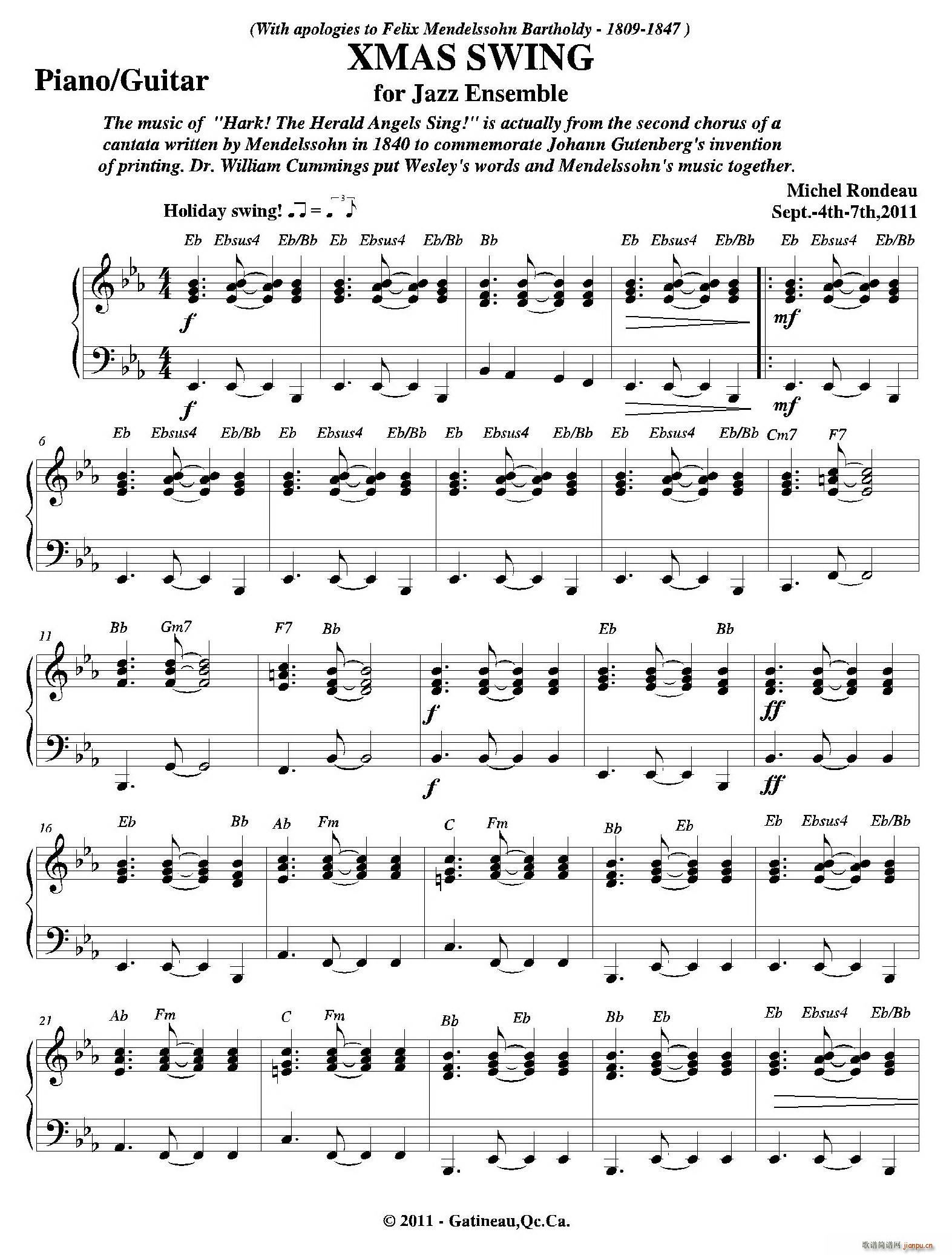 XMAS SWING(钢琴、吉他分谱)_爵士管乐团1