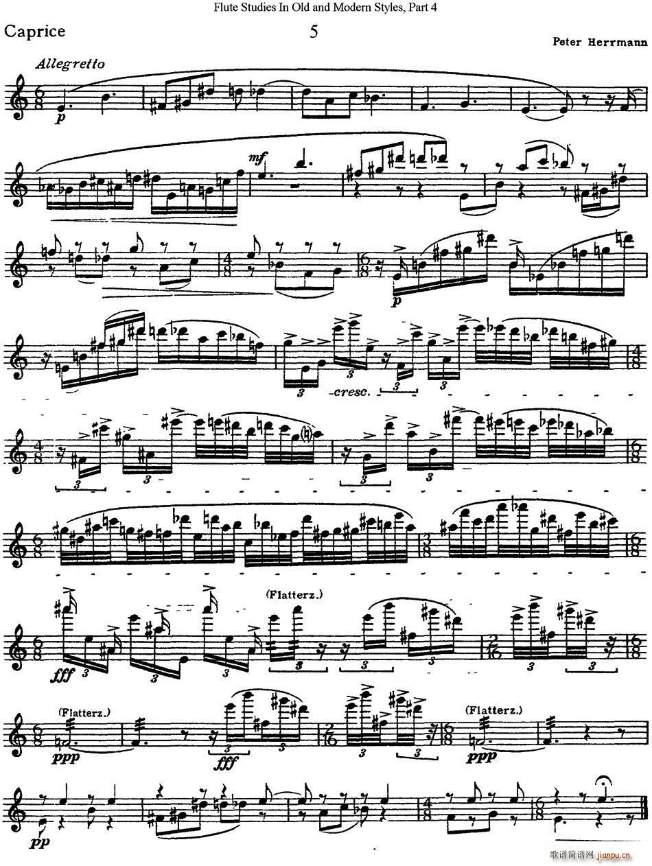 斯勒新老风格长笛练习重奏曲(第四部分)(NO 5)1