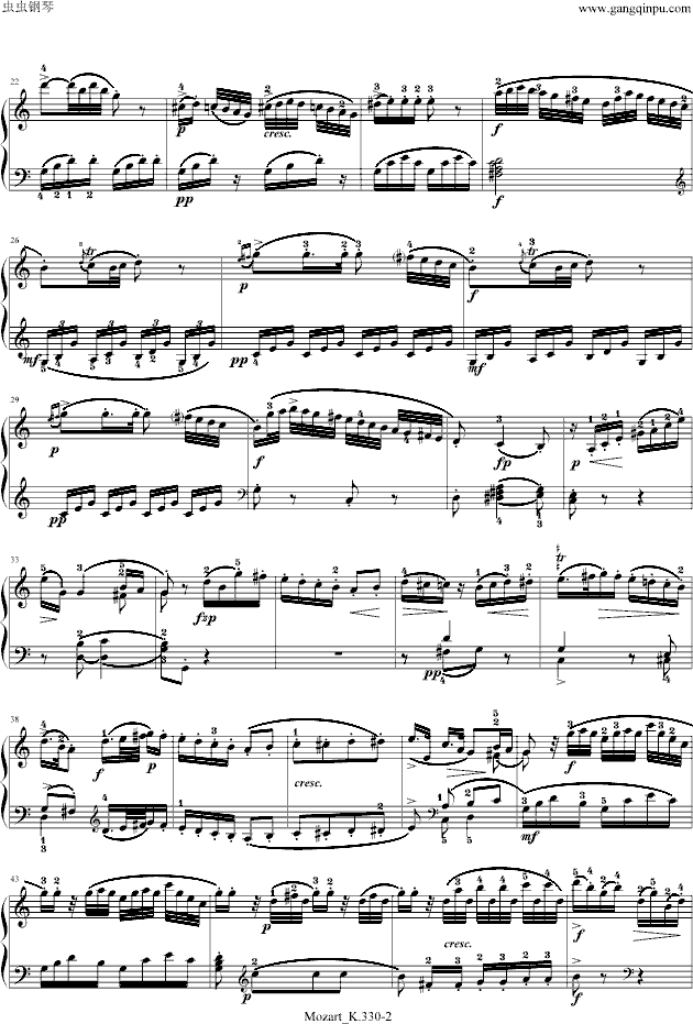 莫扎特-C大调第十钢琴奏鸣曲-钢琴谱(钢琴曲)-莫扎特2