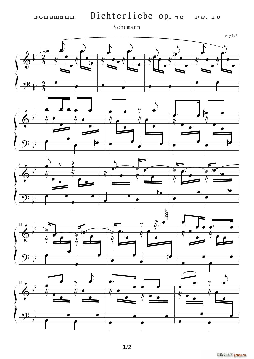 Dichterliebe op 48 No 10（Schumann） 降B调1