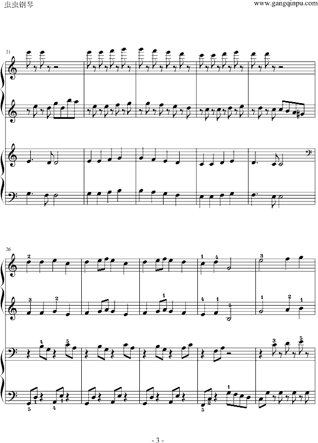 欢乐颂（四手联弹）-钢琴谱(钢琴曲)-贝多芬-beethoven3