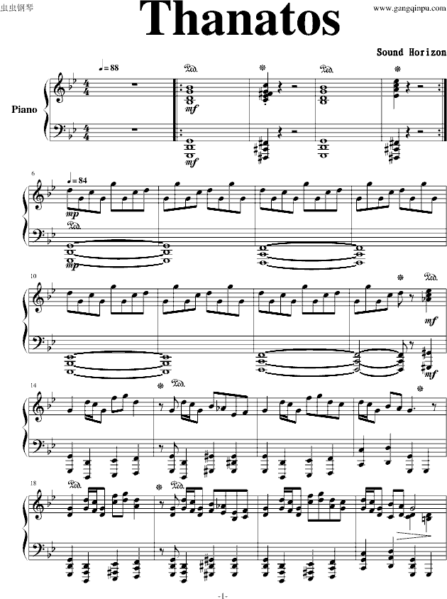 冥王 - 钢琴版-钢琴谱(钢琴曲)-Sound Horizon1