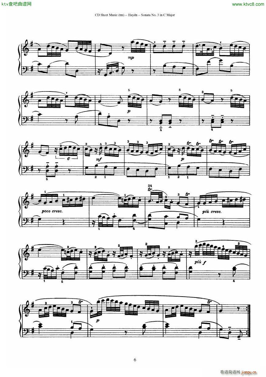 Haydn Joseph Sonata no 3 in C Major6