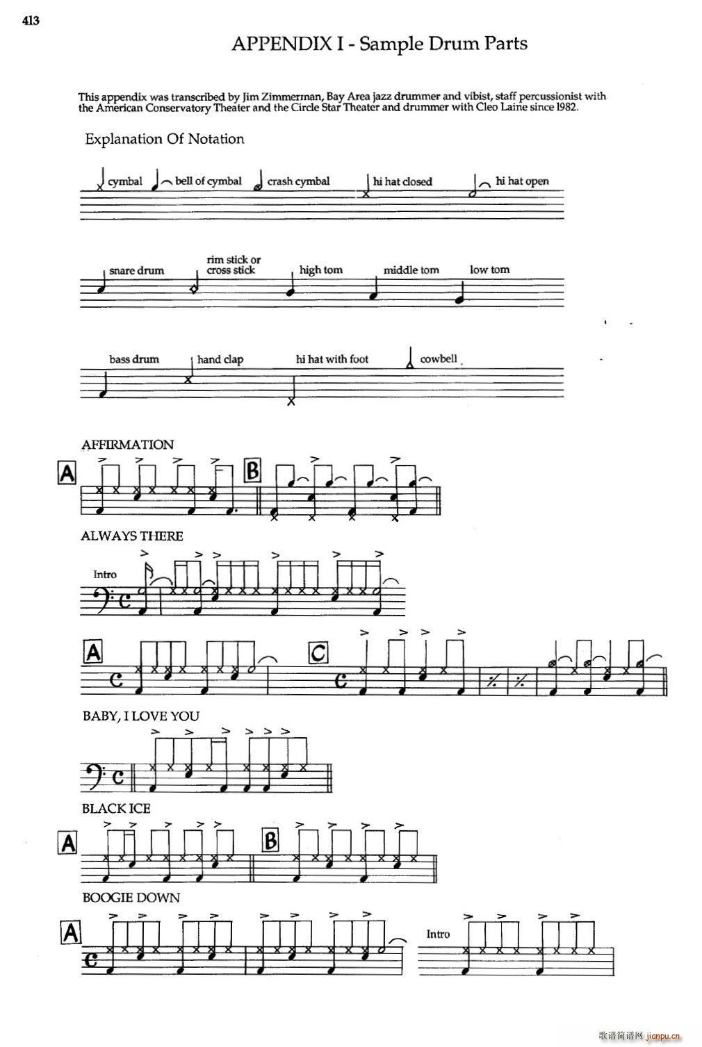 APPENDIXI - sample Drun Parts(爵士钢琴曲)1