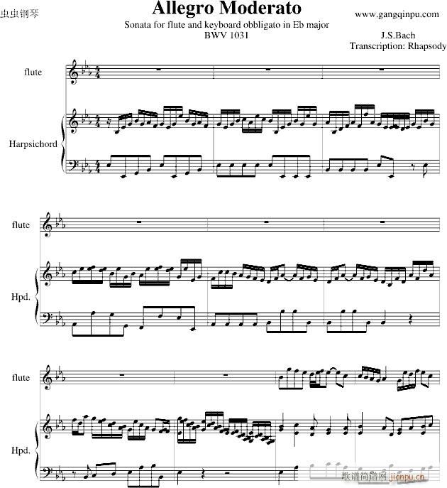 巴赫羽管键琴协奏曲BWV1031第一乐章_巴赫-P.E.Bach1